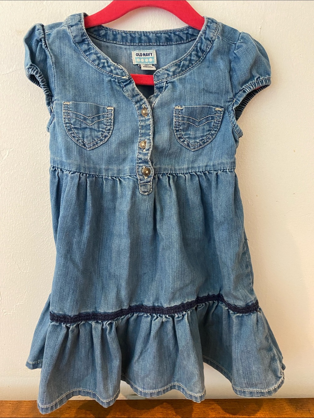 Old Navy Light Blue Denim Tiered Dress